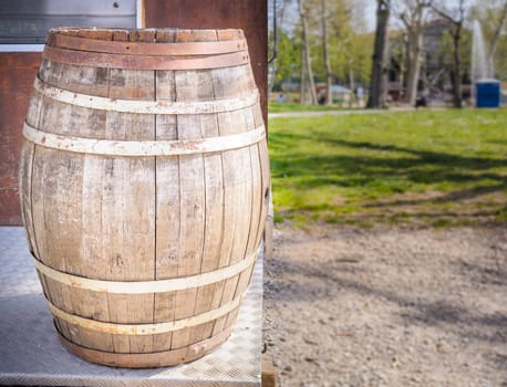 Old wine barrel, with space for text