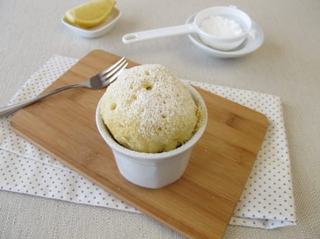 Lemon Mug Cake with icing sugar