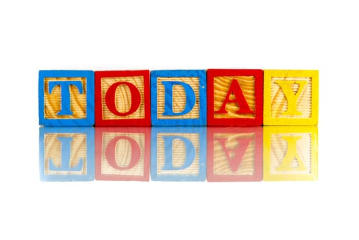 word today on colorful wooden cubes