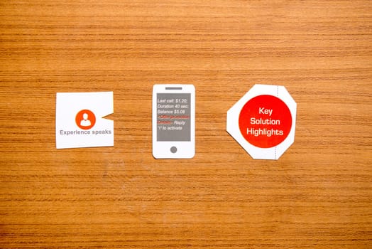 Key solution highlights on the wooden background