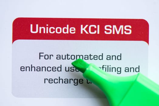 unicode kci sms with marker on the white background