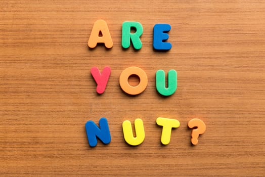are you nut colorful words on the wooden background