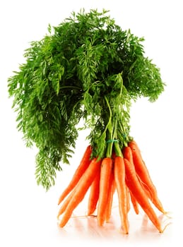 Fresh carrots bunch isolated on white background