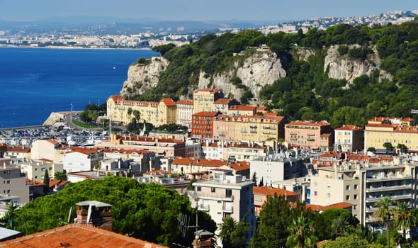 Aerial view of Nice on French Riviera.