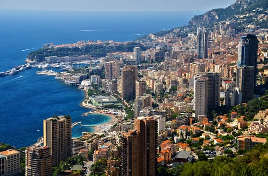View of the city of Monaco. French Riviera