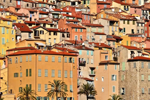 Old town architecture of Menton on French Riviera