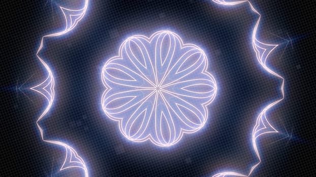 Glow kaleidoscope symmetry shape background. 2D layout illustration