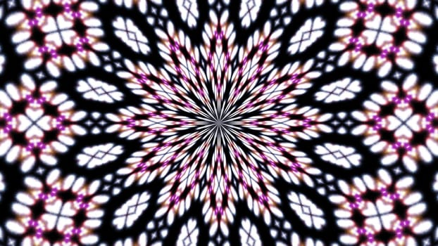 Flower kaleidoscope ornament graphic background. 2D layout illustration