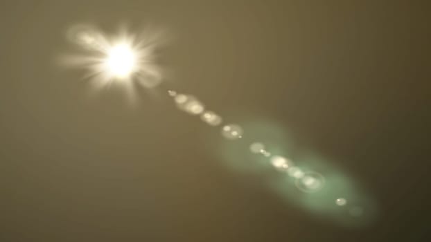 Lens flare sun in light leak background. 2D layout illustration