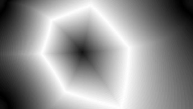 Hexagon shape gradient glow monochrome background. 2D layout illustration