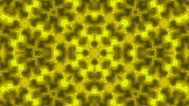 Yellow kaleidoscope background effect. 2D layout illustration