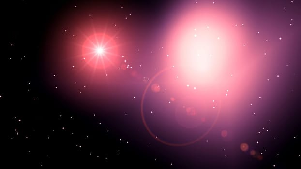 Pink color light flare with star glow backgorund. 2D layout illustration