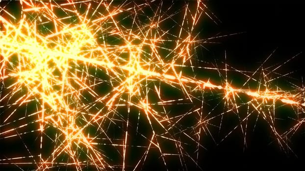 Orange glow particle in fractal noise. 2D layout illustration