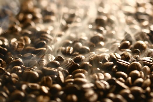coffee beans Grains of coffee let out aroma and smells drawing of attention