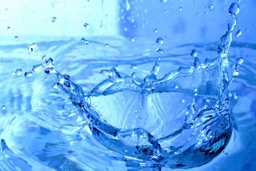 blue water splash macro close up