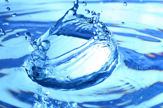 blue water splash macro close up