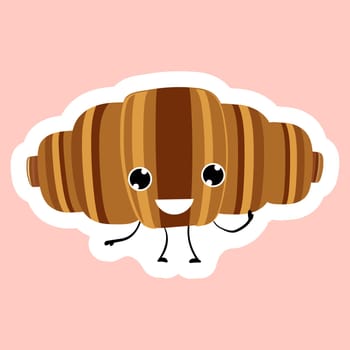 Sticker bagel.Bakery logo. Vector illustration of bakery and pastry.Cartoon character of bagel