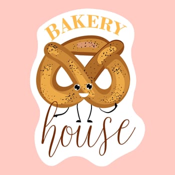 Sticker House baking. Croissant. Bakery logo. Vector illustration of bakery and confectionery.