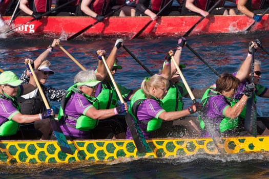 Dragon Boat Races on Lake Champlain in Burlington, Vermont USA.