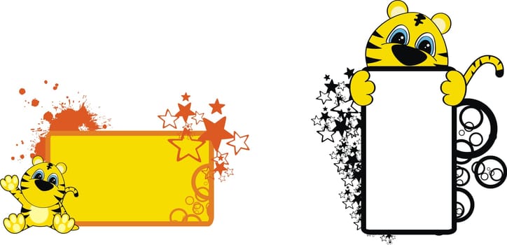 tiger cartoon with heart in vector format very easy to edit