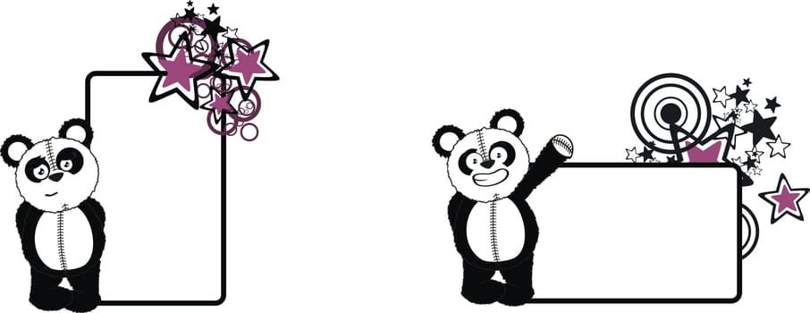 panda bear plush cartoon in vector format very easy to edit