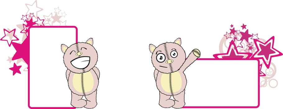 pig plush cartoon in vector format very easy to edit