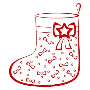 Christmas stocking for gifts decorated, monochrome pictogram, isolated