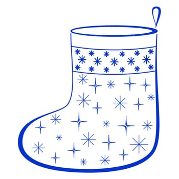 Christmas stocking for gifts decorated, monochrome openwork pictogram, isolated