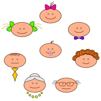 People, family, faces: grandmother, grandfather, mother, father, children