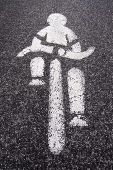 Detail of road sign for cyclists in the city, sports and transport respecting the environment