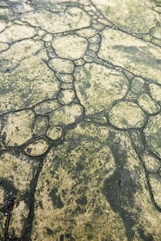 Detail of urban walkway floor decorated with cement