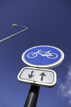 Signal detail for cyclists in a city in Spain, sports and health