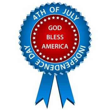 4th of july independence day rosette or badge in american flag colors. Isolated on a white background.