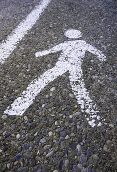 Detail of pedestrian zone sign in the city, pedestrian walkway