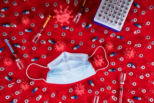 Mask and corona virus protection isolated, pandemic background
