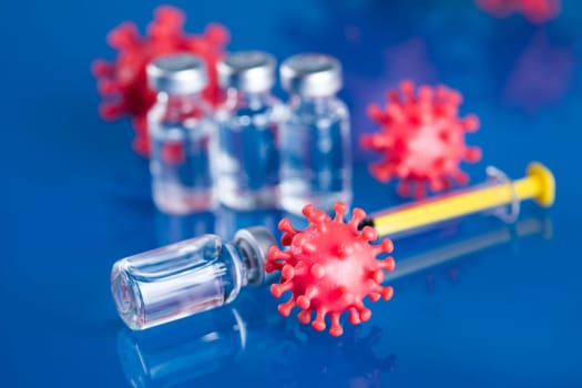 Close up medical syringe with a vaccine