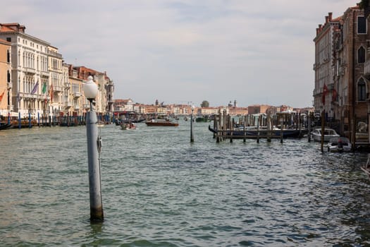 Venice, Italy - September 5, 2022: View of the Grand Canal from the terrace at the Peggy Guggenheim Collection in Venice