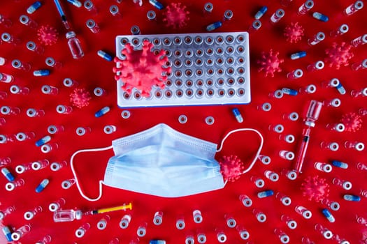 Mask and corona virus protection isolated, pandemic background