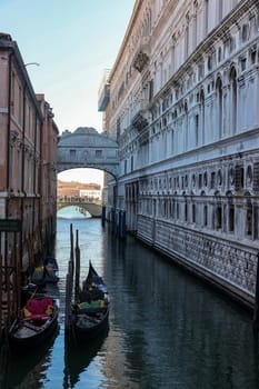 Venice, Italy - September 5, 2022: View of the Brdige of Sighs, Ponte dei Sospiri in Venice. Italy