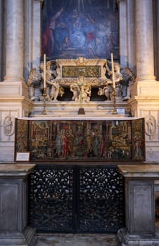 Venice, Italy - Sept 5, 2022: Santa Maria Della Salute was built as a votive offering for the city's deliverance from the pestilence which had taken almost a third of the Venice's population in 1630