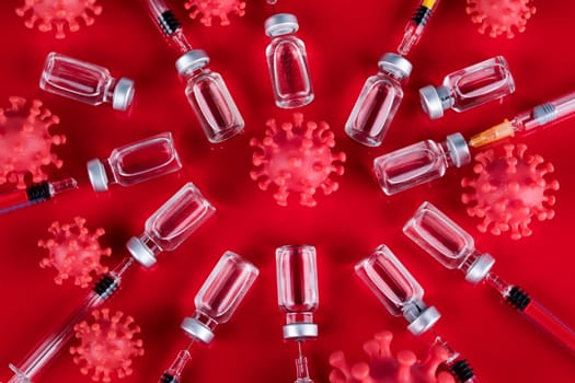 Close up medical syringe with a vaccine