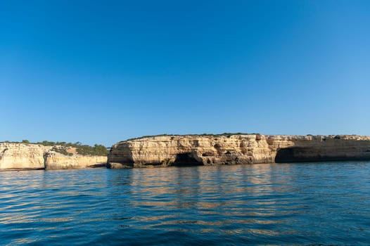 Rock formations on the Algarve coast in Portugal