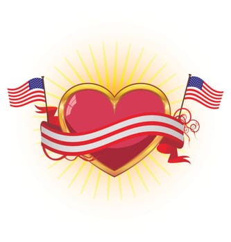 Illustrated American Flags  and ribbons for Independence Day July 4th