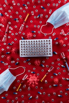 Mask and corona virus protection isolated, pandemic background
