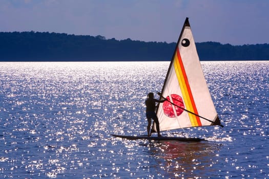 Windsurfing on lake Champlain near South Hero, VT.