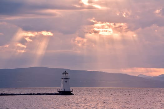 The lighthouse on Lake Champlain in Burlington, Vermont, USA