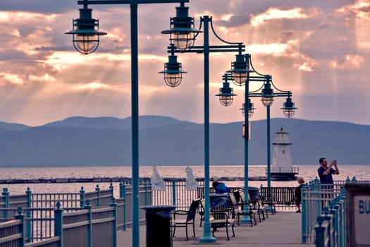 Burlington VT waterfront on Lake Champlain..