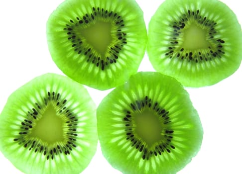 Abstract photo of a green kiwi fruit, Isolated on white background