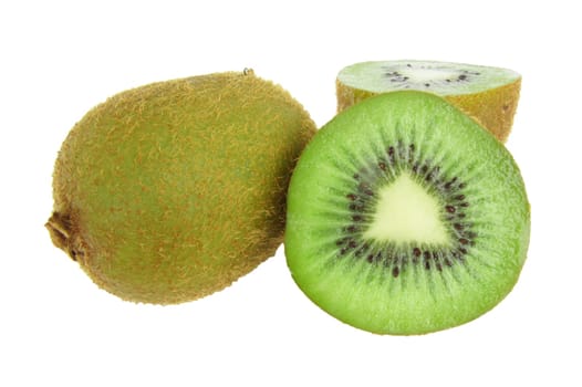Abstract photo of a green kiwi fruit, Isolated on white background