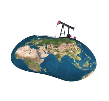 pumpjack sucking the earth on white background, Element of this image are furnished by NASA